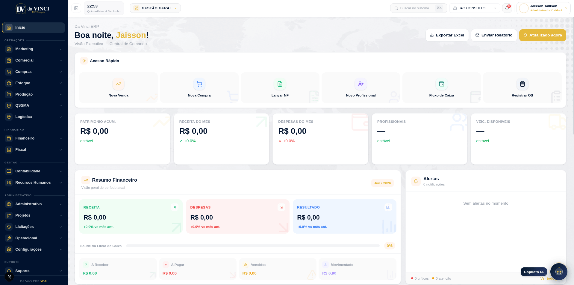 da VINCI ERP — Dashboard